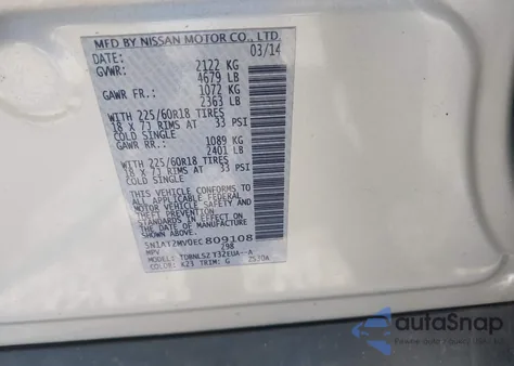 2014 Nissan Rogue Sl from USA, damaged, VIN 5N1AT2MV0EC809108